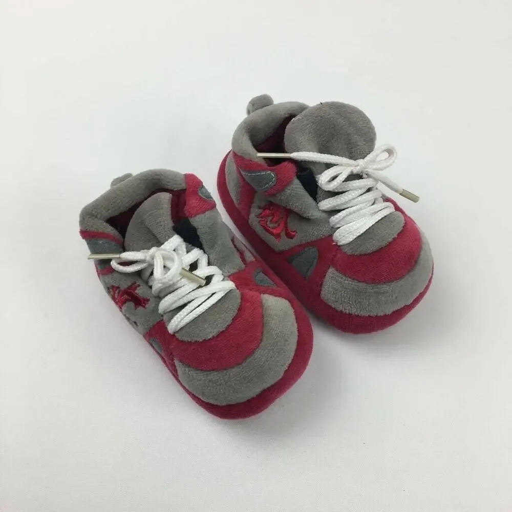 Comfy Feet Baby Boys Soft Soled First Slippers Red Gray Lace Up 0-9 Months